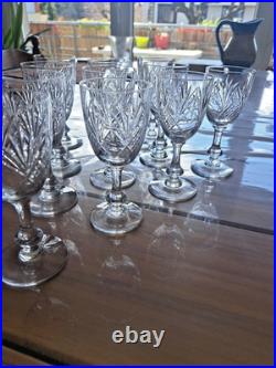 11 Verres Cristal Saint Louis Massenet 12cm Vin Blanc Estampillés