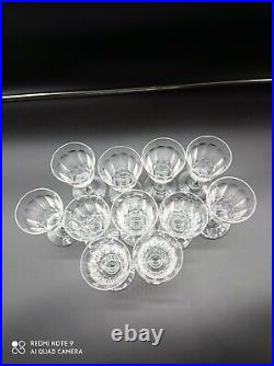 11 verres à vin blanc en cristal, cotes plates, bouton, BACCARAT, SAINT-LOUIS