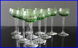 11 verres à vin du rhin vert Roemer gout cristal saint louis H 15,5 cm