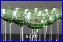 11 verres à vin du rhin vert Roemer gout cristal saint louis H 15,5 cm