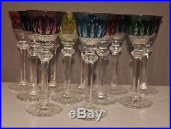 11 verres à liqueur en cristal de couleur Modèle Tommy de Saint-Louis signé