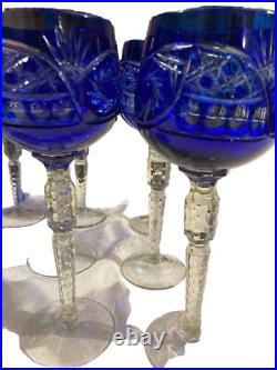12 Verres En Cristal Bleu Et Une Cloche De Table, Saint LouisBaccaratboheme