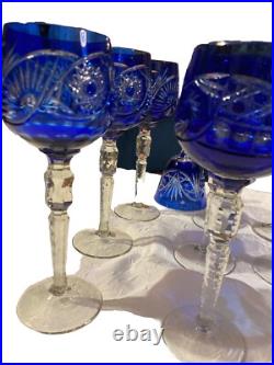 12 Verres En Cristal Bleu Et Une Cloche De Table, Saint LouisBaccaratboheme