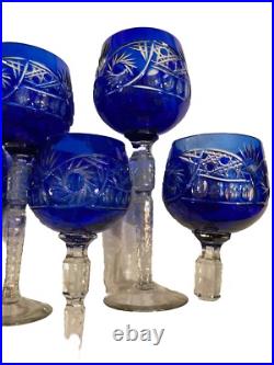 12 Verres En Cristal Bleu Et Une Cloche De Table, Saint LouisBaccaratboheme