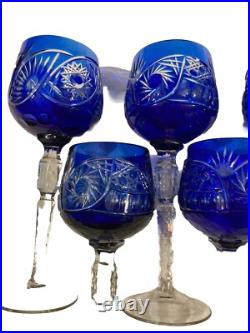 12 Verres En Cristal Bleu Et Une Cloche De Table, Saint LouisBaccaratboheme