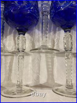 12 Verres En Cristal Bleu Et Une Cloche De Table, Saint LouisBaccaratboheme