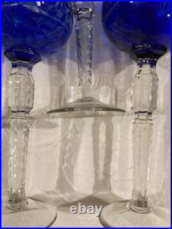 12 Verres En Cristal Bleu Et Une Cloche De Table, Saint LouisBaccaratboheme