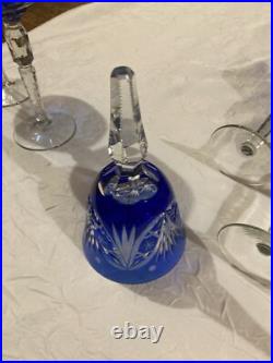 12 Verres En Cristal Bleu Et Une Cloche De Table, Saint LouisBaccaratboheme