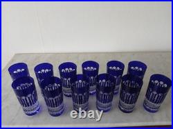 12 verres de couleur en cristal 24% H 14cm 34cl (décor STYLE tommy de st louis)