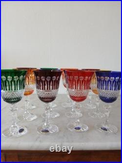 12 verres de couleur en cristal 24% de bohème décor STYLE tommy de st louis H 18