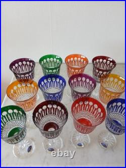 12 verres de couleur en cristal 24% de bohème décor STYLE tommy de st louis H 18