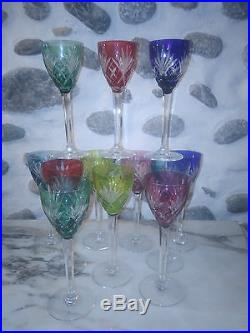 12 verres eau vin cristal Saint LOUIS couleurs, RHIN Chantilly ROHMER