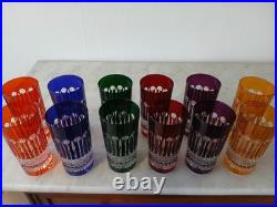 12 verres en cristal 24% de couleur (décor STYLE tommy de st louis) H 14CM 34CL