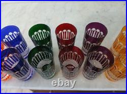 12 verres en cristal 24% de couleur (décor STYLE tommy de st louis) H 14CM 34CL