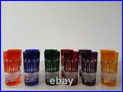 12 verres en cristal 24% de couleur (décor STYLE tommy de st louis) H 14CM 34CL