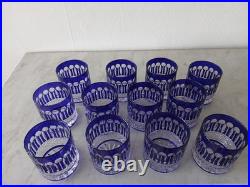 12 verres en cristal 24% de couleur (décor STYLE tommy de st louis) H 9CM 28CL