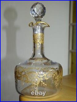 1 Ancienne Carafe A Liqueur Cristal Gold St Louis Gravure Talma Art Nouveau