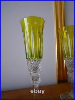 1 Flute à champagne roemer cristal overlay Jaune Saint ST Louis Tommy 18.8 cm