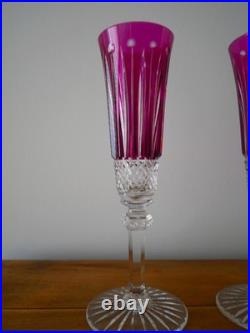 1 Flute à champagne roemer cristal overlay Violet Saint ST Louis Tommy 18.8 cm