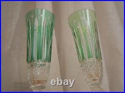 1 Flute à champagne roemer cristal overlay vert Saint ST Louis Tommy 18.8 cm