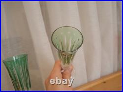 1 Flute à champagne roemer cristal overlay vert Saint ST Louis Tommy 18.8 cm