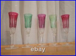 1 Flute à champagne roemer cristal overlay vert Saint ST Louis Tommy 18.8 cm