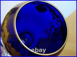 1 Verre A Vin Couleur Bleu Cobalt Roemer Cristal St Louis Modele Massenet Gold