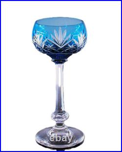 1 Verre A Vin Cristal Couleur Bleu Ciel Taille Modele Massenet St Louis Signe