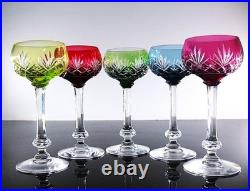 1 Verre A Vin Cristal Couleur Bleu Ciel Taille Modele Massenet St Louis Signe