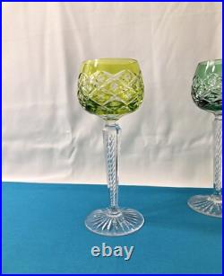 1 verre à vin roemer en cristal doublé vert clair signé SAINT LOUIS 19,5 cm