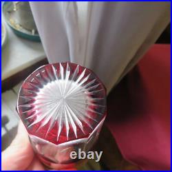 1 verre gobelet a thé de couleur rouge cristal de saint louis decor or