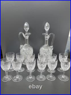2 Carafe Et 12 Verres À Vin Blanc En Cristal Saint Louis Modèle Gavarni