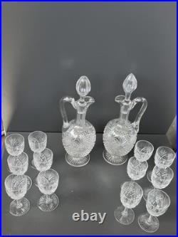 2 Carafe Et 12 Verres À Vin Blanc En Cristal Saint Louis Modèle Gavarni