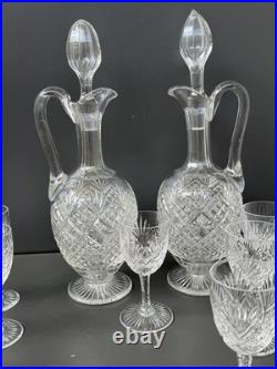 2 Carafe Et 12 Verres À Vin Blanc En Cristal Saint Louis Modèle Gavarni