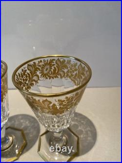 2 Magnifiques Verres à Eau en Cristal Baccarat Saint Louis Rehaussé Or