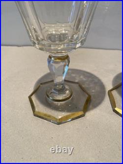 2 Magnifiques Verres à Eau en Cristal Baccarat Saint Louis Rehaussé Or