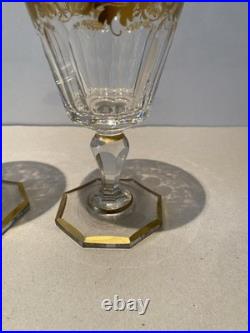 2 Magnifiques Verres à Eau en Cristal Baccarat Saint Louis Rehaussé Or