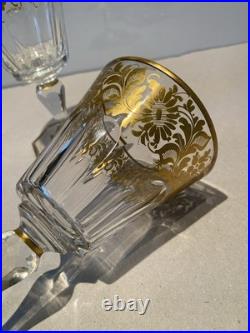 2 Magnifiques Verres à Eau en Cristal Baccarat Saint Louis Rehaussé Or