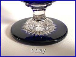 2 Verres à pied doublé bleu cobalt en cristal overlay / Baccarat ou St Louis XIX