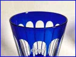 2 Verres à pied doublé bleu cobalt en cristal overlay / Baccarat ou St Louis XIX