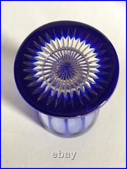 2 Verres à pied doublé bleu cobalt en cristal overlay / Baccarat ou St Louis XIX