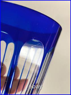 2 Verres à pied doublé bleu cobalt en cristal overlay / Baccarat ou St Louis XIX
