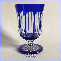 2 Verres à pied doublé bleu cobalt en cristal overlay / Baccarat ou St Louis XIX