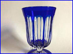 2 Verres à pied doublé bleu cobalt en cristal overlay / Baccarat ou St Louis XIX
