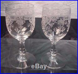 2 verre (mariage) à vin tête à tête cristal gravé curs Baccarat ou Saint Louis