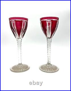 2 verre vin roemer en cristal rouge Saint Louis