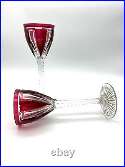 2 verre vin roemer en cristal rouge Saint Louis