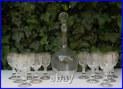 3398 baccarat saint louis service à liqueur de mariage gravé roue cristal