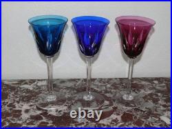 3 SUPERBES GRANDS VERRES À VIN ROEMER en Cristal SAINT LOUIS Cerdagne 19,8 cm