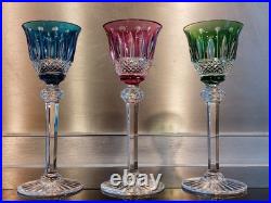 3 Verres A Liqueur Roemer En Cristal Taillé Couleur Doublé Tommy St Louis B5